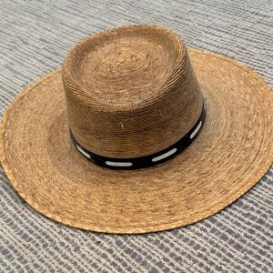 Hecho En Men's Brown Straw Vintage Hat with Black Band